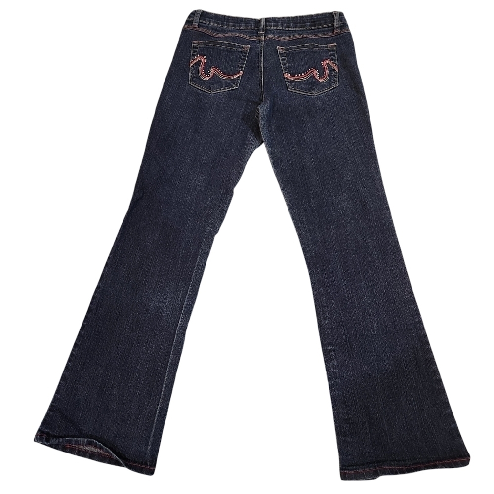 Southpole Junior Embroidered Low Rise Bootcut Medium Wash Denim Jeans Size 9